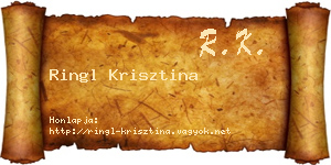 Ringl Krisztina névjegykártya